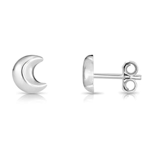 Sterling Silver Small Moon Crescent Studs