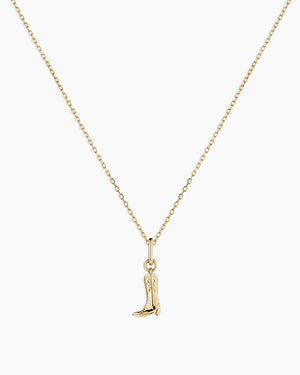 Gold Cowboy Boot Charm Necklace