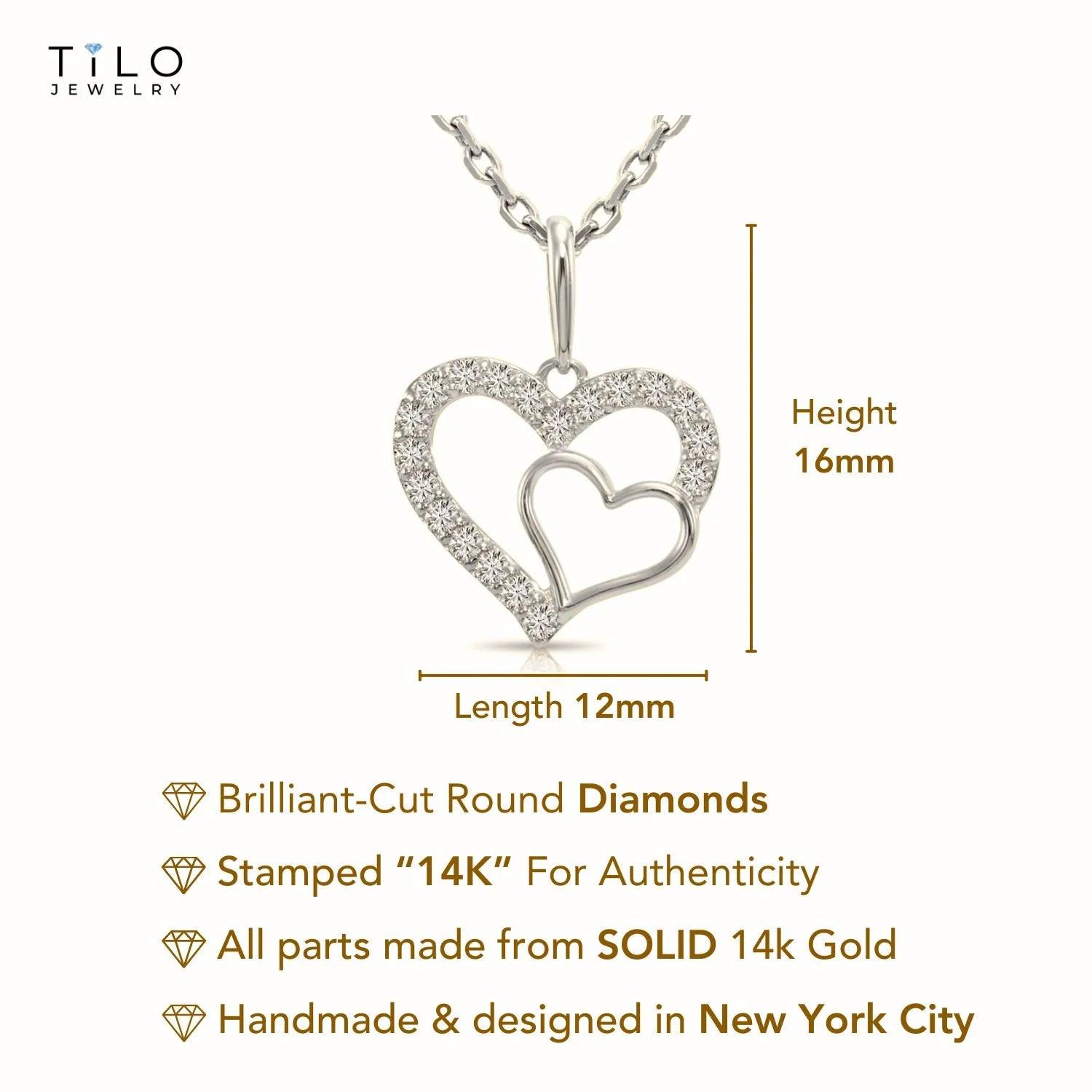14K White Gold Lab Diamond Open Heart Pendant Necklace - 0.17 Carats of Dazzling Elegance.