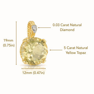 Stunning 14K Gold Yellow Topaz and Diamond Pendant Necklace.