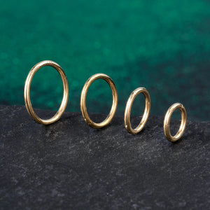 14K Solid Gold Clicker Hoop Earring - 16G Elegant Cartilage Helix Conch Nose Daith Huggie Hoop.