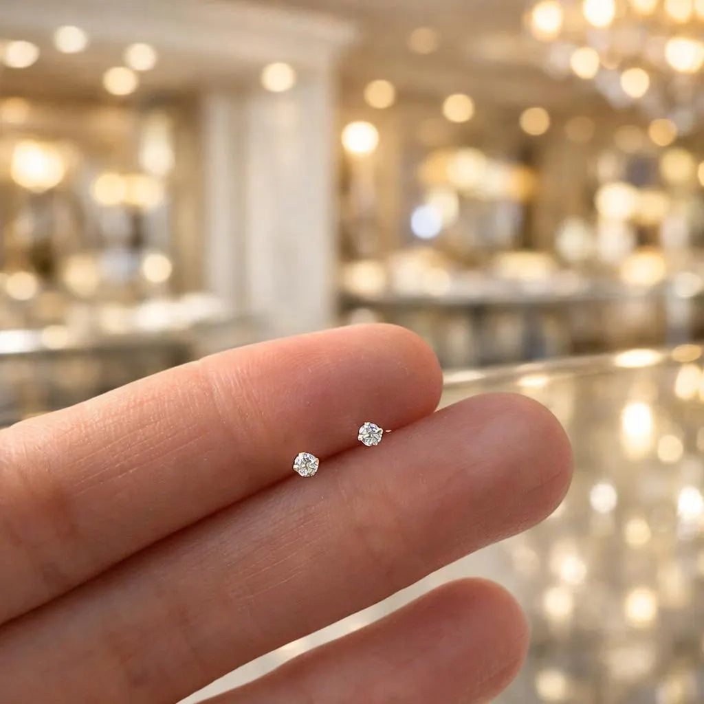 14K Yellow Gold Stud - 2Mm,3Mm,4Mm Tiny Cz Stud Earring - Minimalist Stud Earrings - 14K Gold Earring