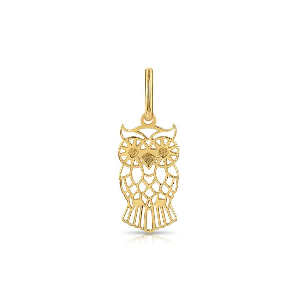 Stunning 14K Yellow Gold Owl Pendant Necklace - A Timeless Charm.
