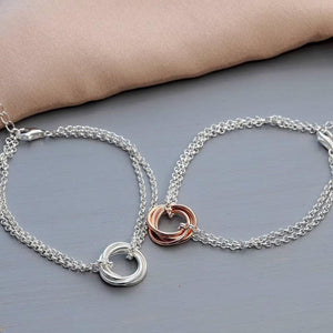 Elegant 50th Birthday Sterling Silver Bracelet - Five Circle Milestone Gift for Her.