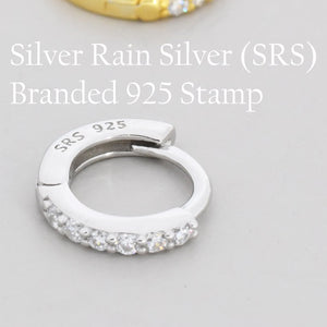 Skinny CZ Huggie Hoops in Sterling Silver, Silver or Gold, Minimalist Hoop Earrings, 6Mm, 7Mm, 8Mm Hoops, Cartilage Hoops,