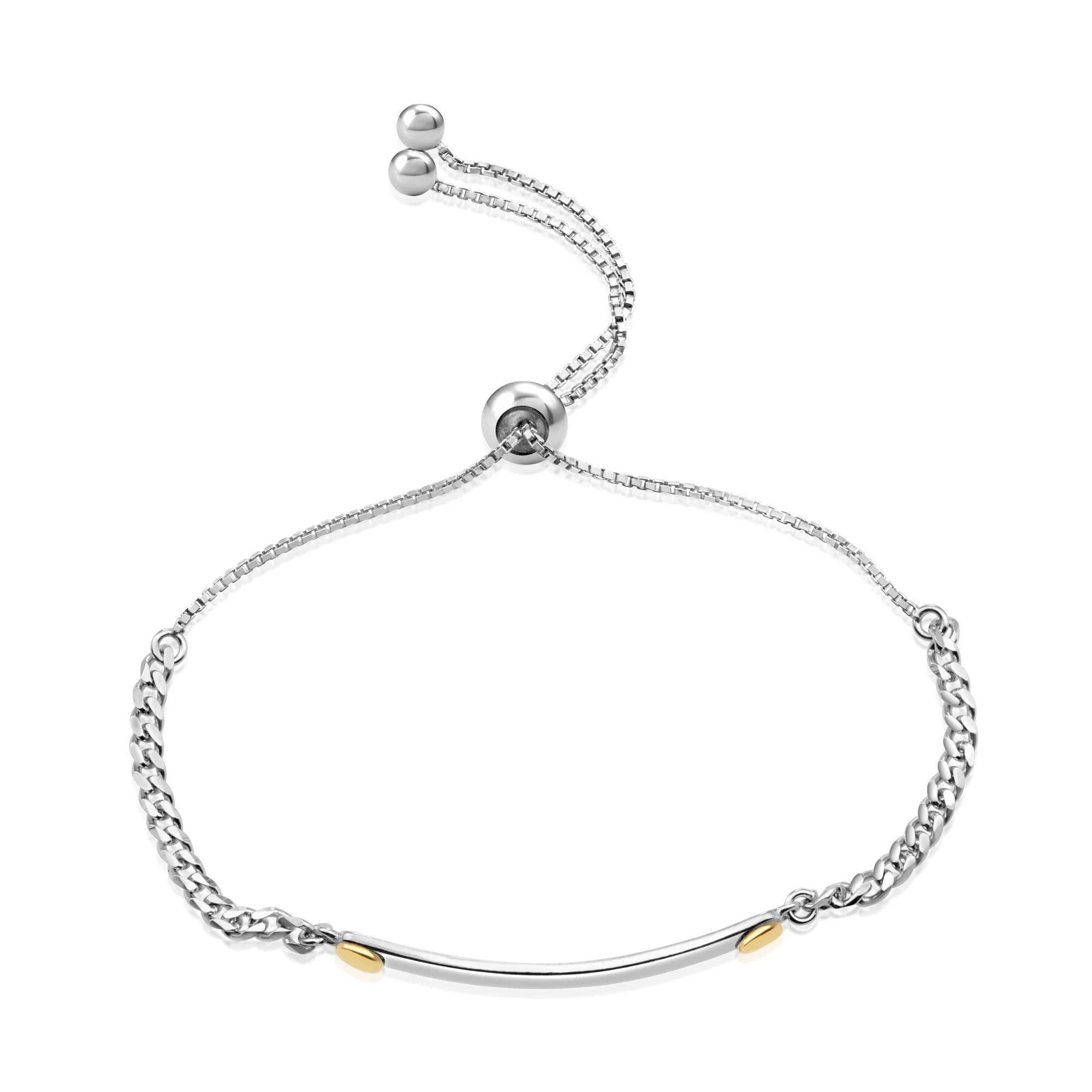Elegant Sterling Silver Bar Bracelet - Adjustable Box Chain - Handmade 925 Solid Silver Jewelry.