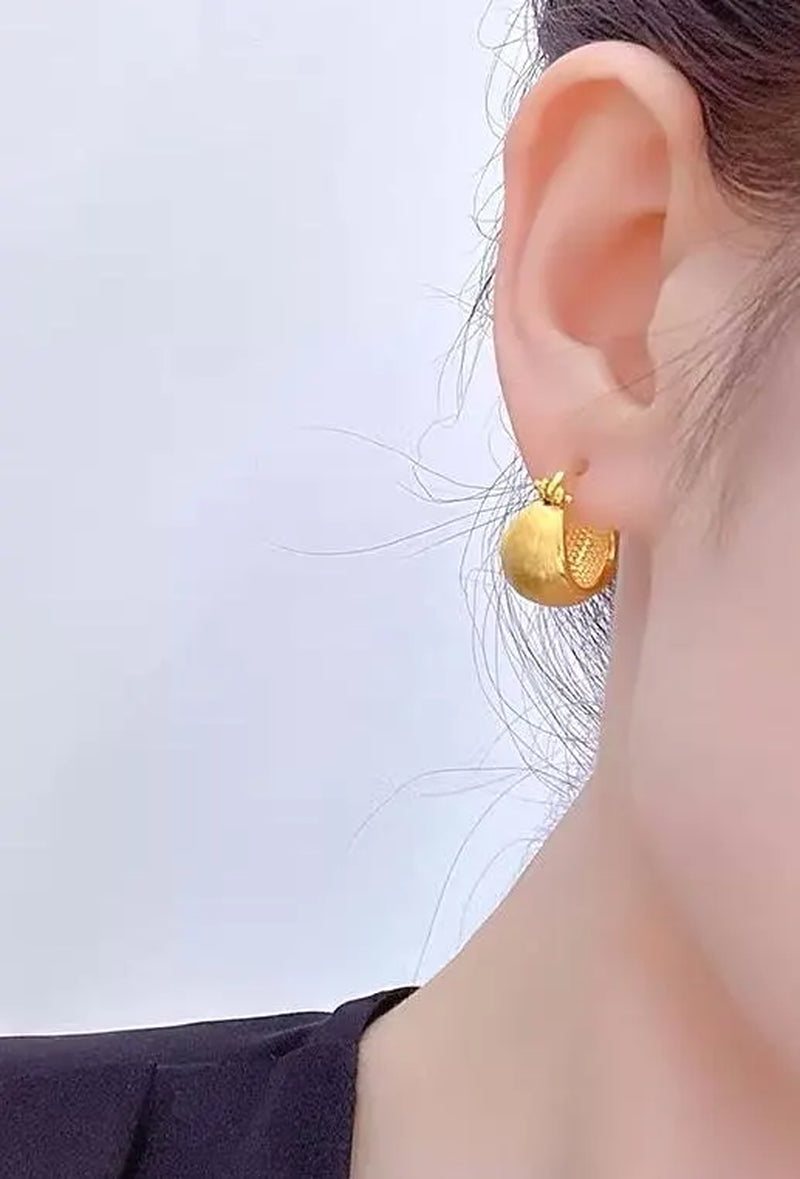24K Pure Gold, 24K Gold Earrings, Gold U Shape Earrings, Gold Hoop Earrings, Gold Huggies, 24K Solid Gold Earrings, Gold Statement Earrings
