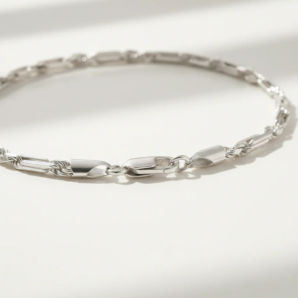 925 Sterling Silver Figarope Milano Italian Bracelet