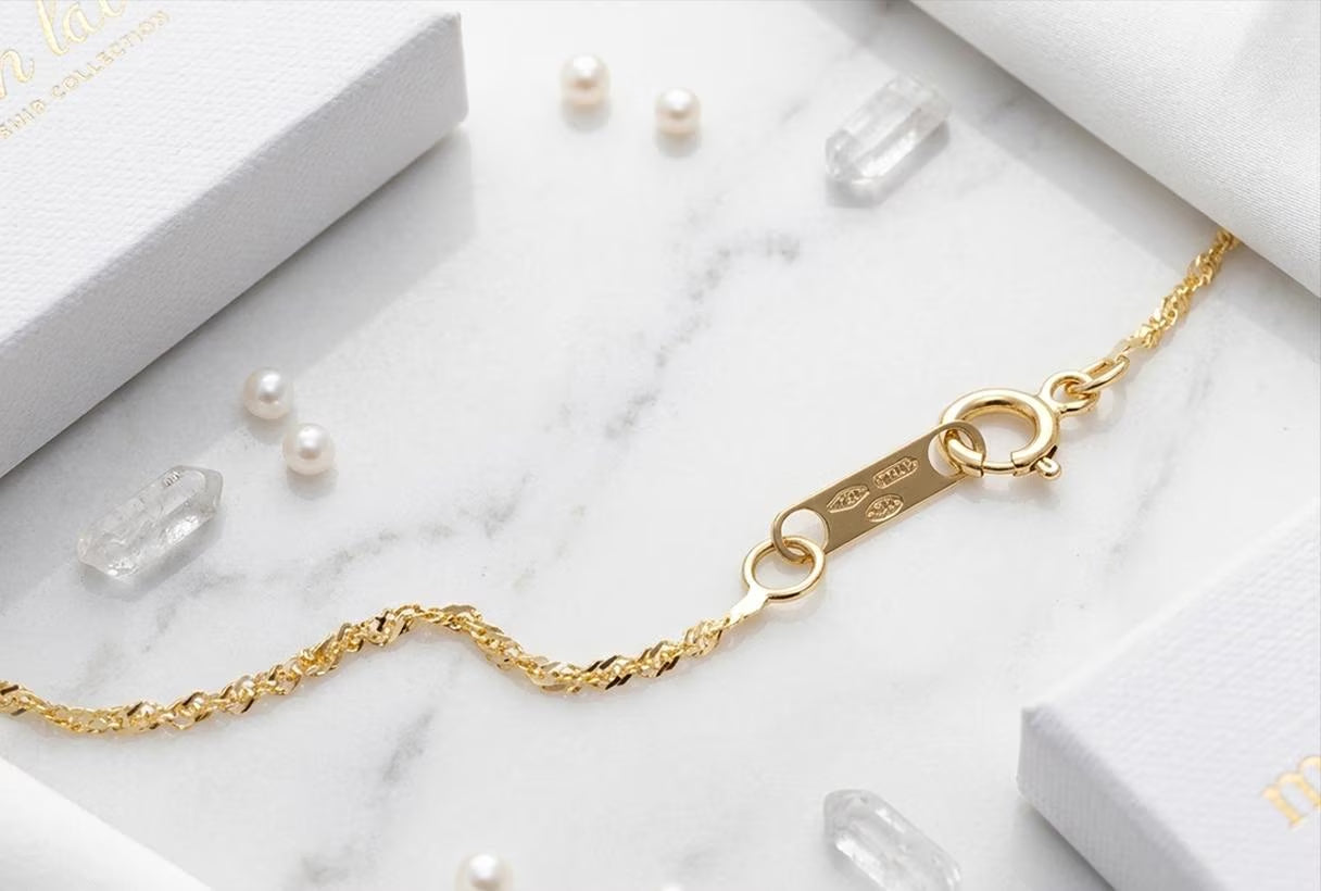 18K Gold Anklet (750/1000) Singapore Link – Solid Yellow Gold Ankle Chain – 18-Karat Women'S Ankle Bracelet – Gift for Women