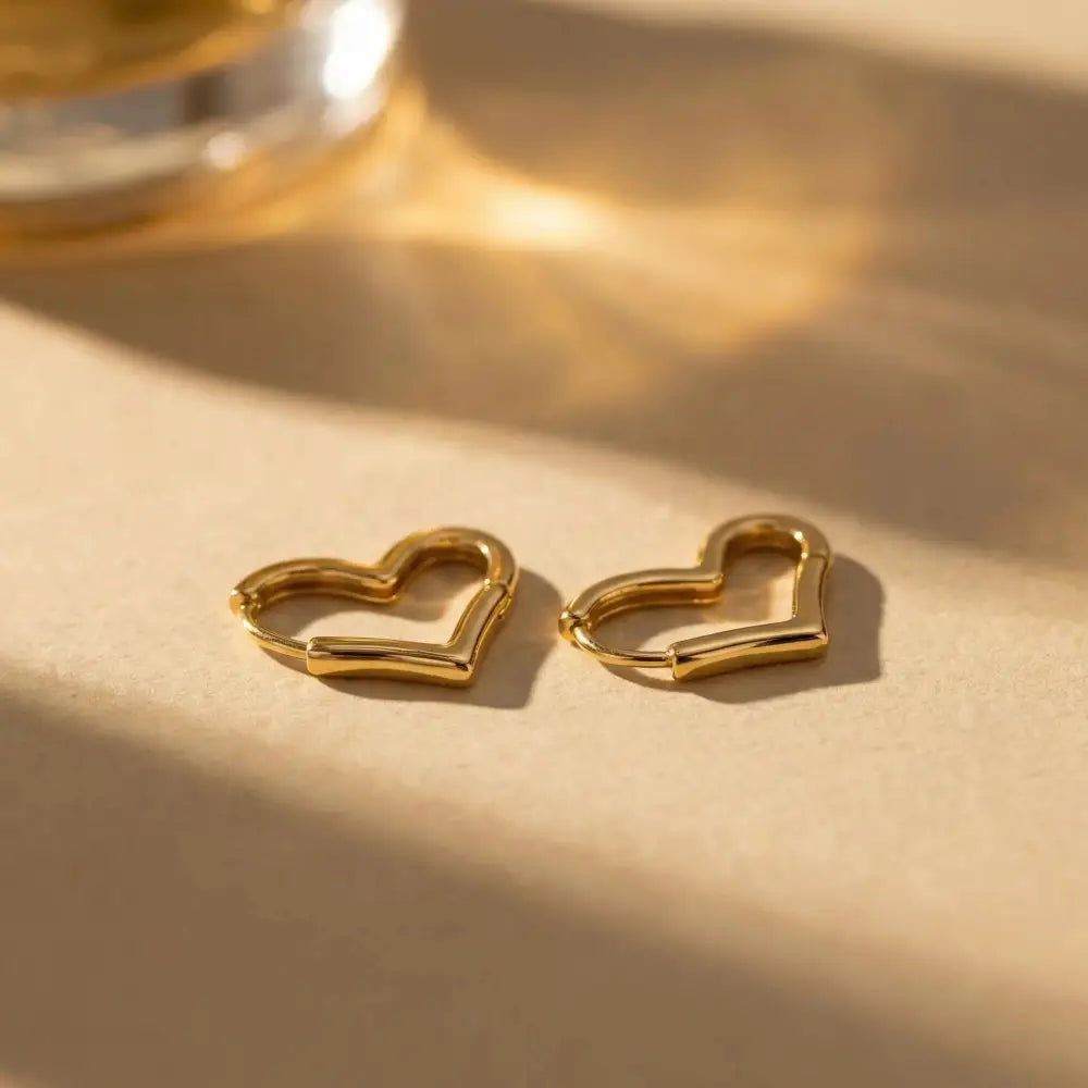 Gold Heart Huggie Earrings - Gold Heart Hoop Earrings - 18K Gold Vermeil -Minimalist Valentine Jewelry - Demi-Fine Mother'S Day Gift