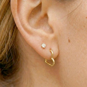 Gold Heart Huggie Earrings - Gold Heart Hoop Earrings - 18K Gold Vermeil -Minimalist Valentine Jewelry - Demi-Fine Mother'S Day Gift
