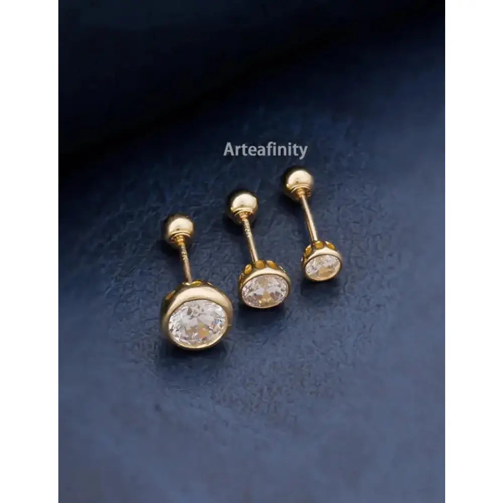 Gold Screw Earrings, 14K Solid Gold Earrings, Real Gold Earrings, Spring and Summer Dainty Earrings, Elegant Earrings, Gift for Her