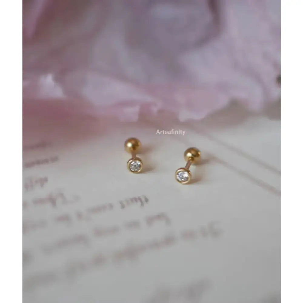 Gold Screw Earrings, 14K Solid Gold Earrings, Real Gold Earrings, Spring and Summer Dainty Earrings, Elegant Earrings, Gift for Her