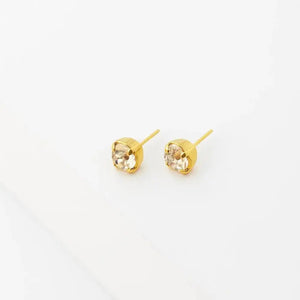 Gold Swarovski Crystal Stud Earrings - Elegant 8Mm Single Stone