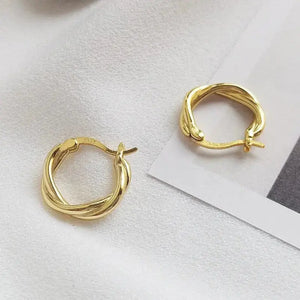 Gold Twisted Hoop Earrings: 18K Gold Plated Sterling Silver