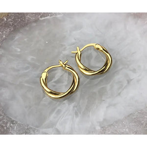 Gold Twisted Hoop Earrings: 18K Gold Plated Sterling Silver