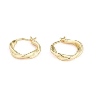 Gold Twisted Hoop Earrings: 18K Gold Plated Sterling Silver