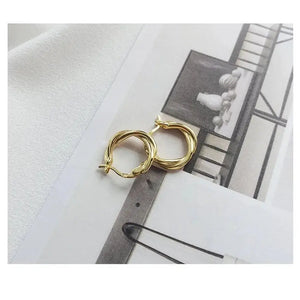 Gold Twisted Hoop Earrings: 18K Gold Plated Sterling Silver