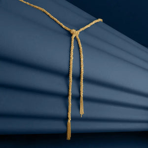 GOLD WOVEN THREAD LARIAT KNOT NECKLACE