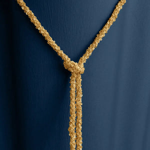 GOLD WOVEN THREAD LARIAT KNOT NECKLACE