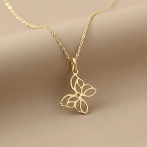 Gorgeous 14K Yellow Gold Butterfly Pendant Necklace - 18" Adjustable Chain.