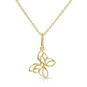 Gorgeous 14K Yellow Gold Butterfly Pendant Necklace - 18" Adjustable Chain.