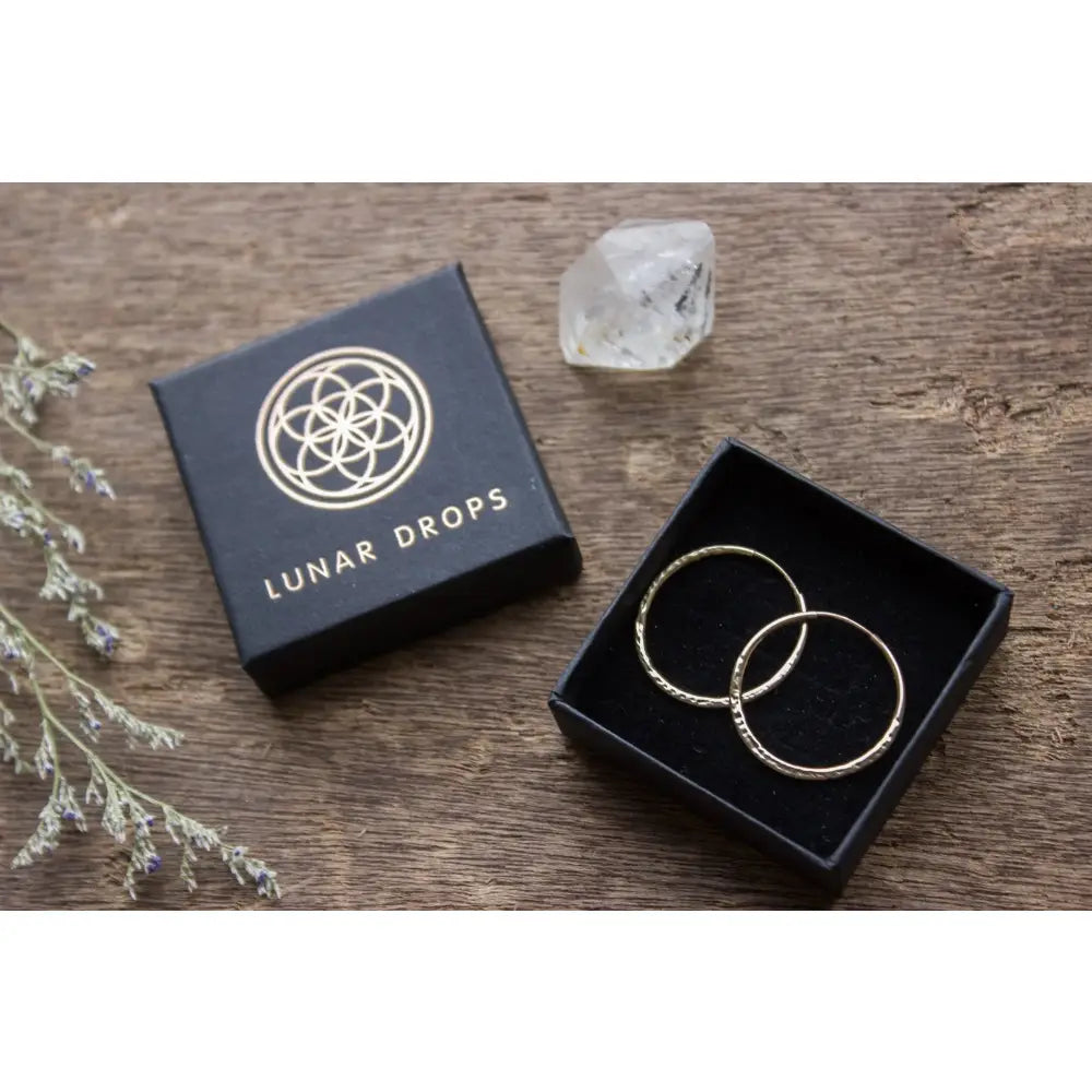 Hammered Gold Hoop Earrings, Textured Small Gold Earring Hoops, Medium 14K Gold Filled Simple Hoops, Hand Forged 25Mm - #04AE-05-043