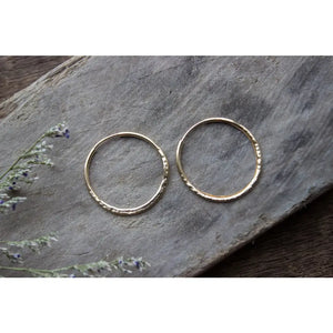 Hammered Gold Hoop Earrings, Textured Small Gold Earring Hoops, Medium 14K Gold Filled Simple Hoops, Hand Forged 25Mm - #04AE-05-043