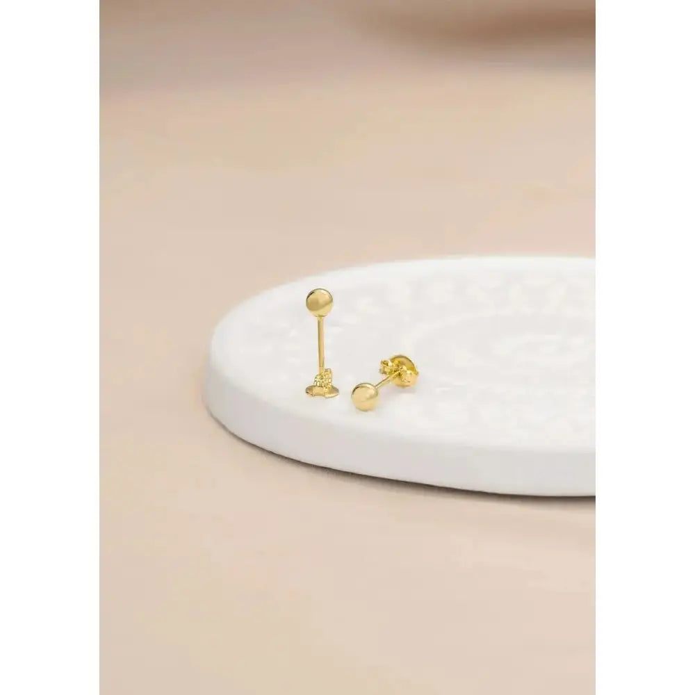 Handmade 18K Gold Plated Ball Stud Earrings, Hypoallergenic 4Mm