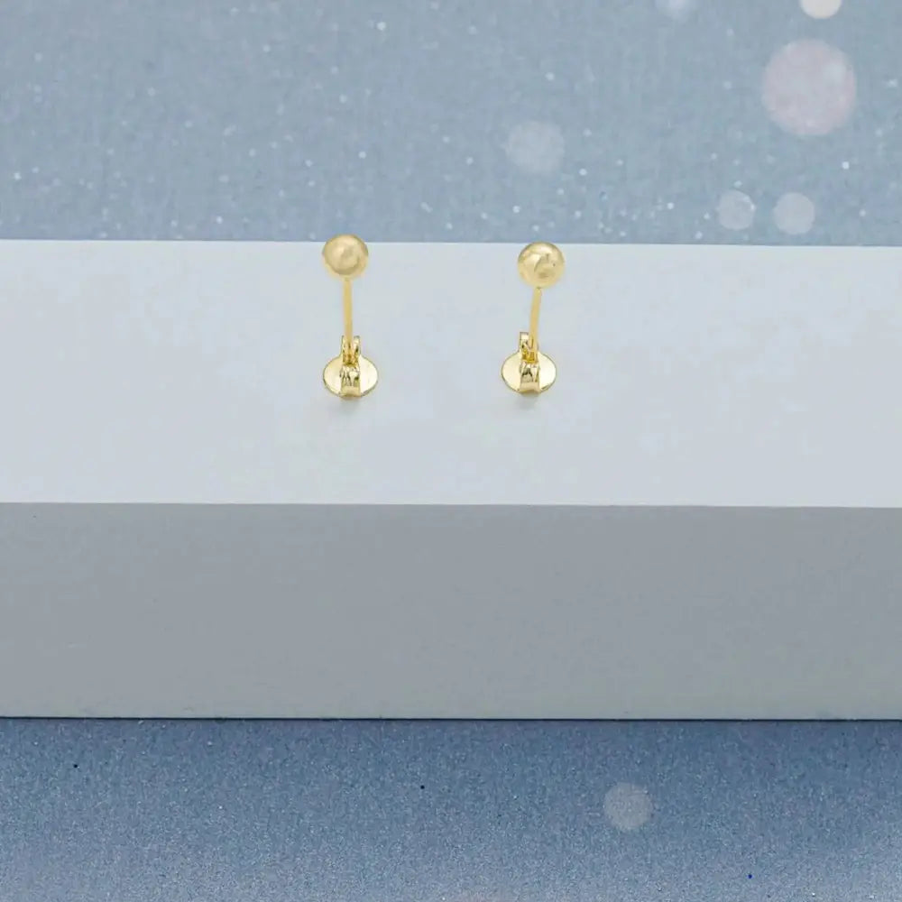 Handmade 18K Gold Plated Ball Stud Earrings, Hypoallergenic 4Mm