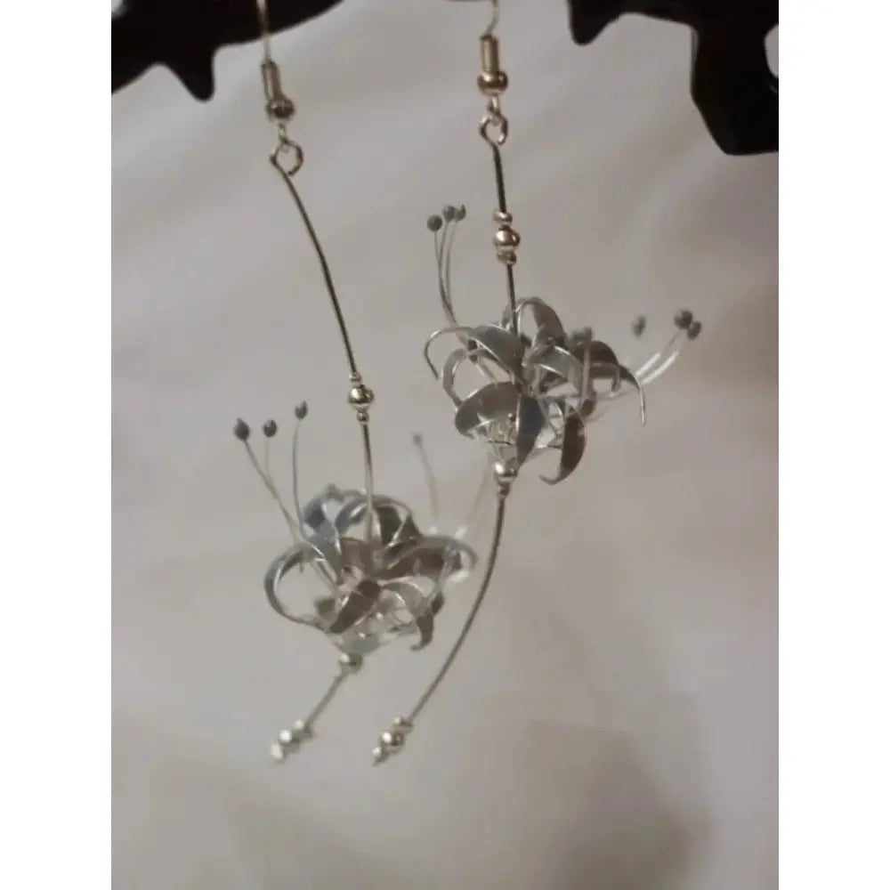 Handmade Japanese Kanzashi Earrings,Glass Resin,Spider Lily Earrings,Anime Accessories,For Wedding, Hanfu Hair Accessoriess,Cosplay Costume