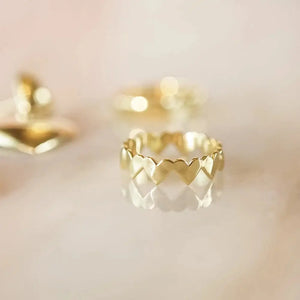 Heart Crown Band Ring 18Ct Gold Plate