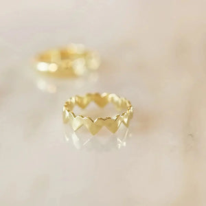 Heart Crown Band Ring 18Ct Gold Plate