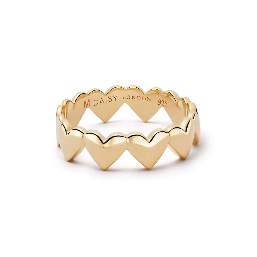 Heart Crown Band Ring 18Ct Gold Plate