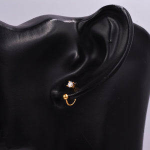 Huggie Hoop Earrings (2Pc) with Screw Back in Sterling Silver, Sparkly CZ Crystals (Lab Diamond), Curved Barbell Earrings