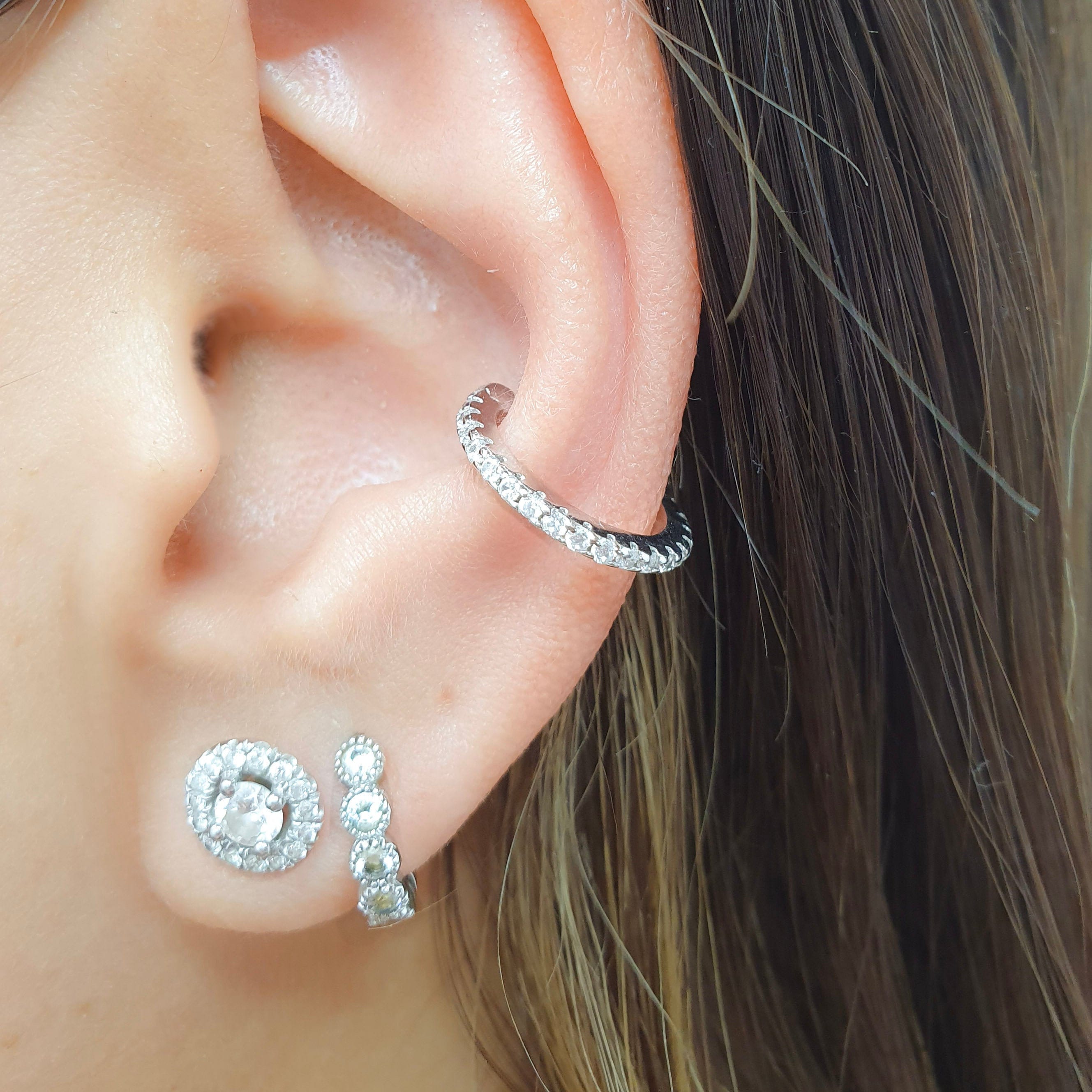 Ear Cuff Earring Cubic Zirconia Diamond Cuff in Gold Rose or Silver