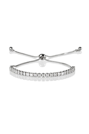 Elegant Silver Cubic Zirconia Adjustable Tennis Bracelet for Women and Girls.