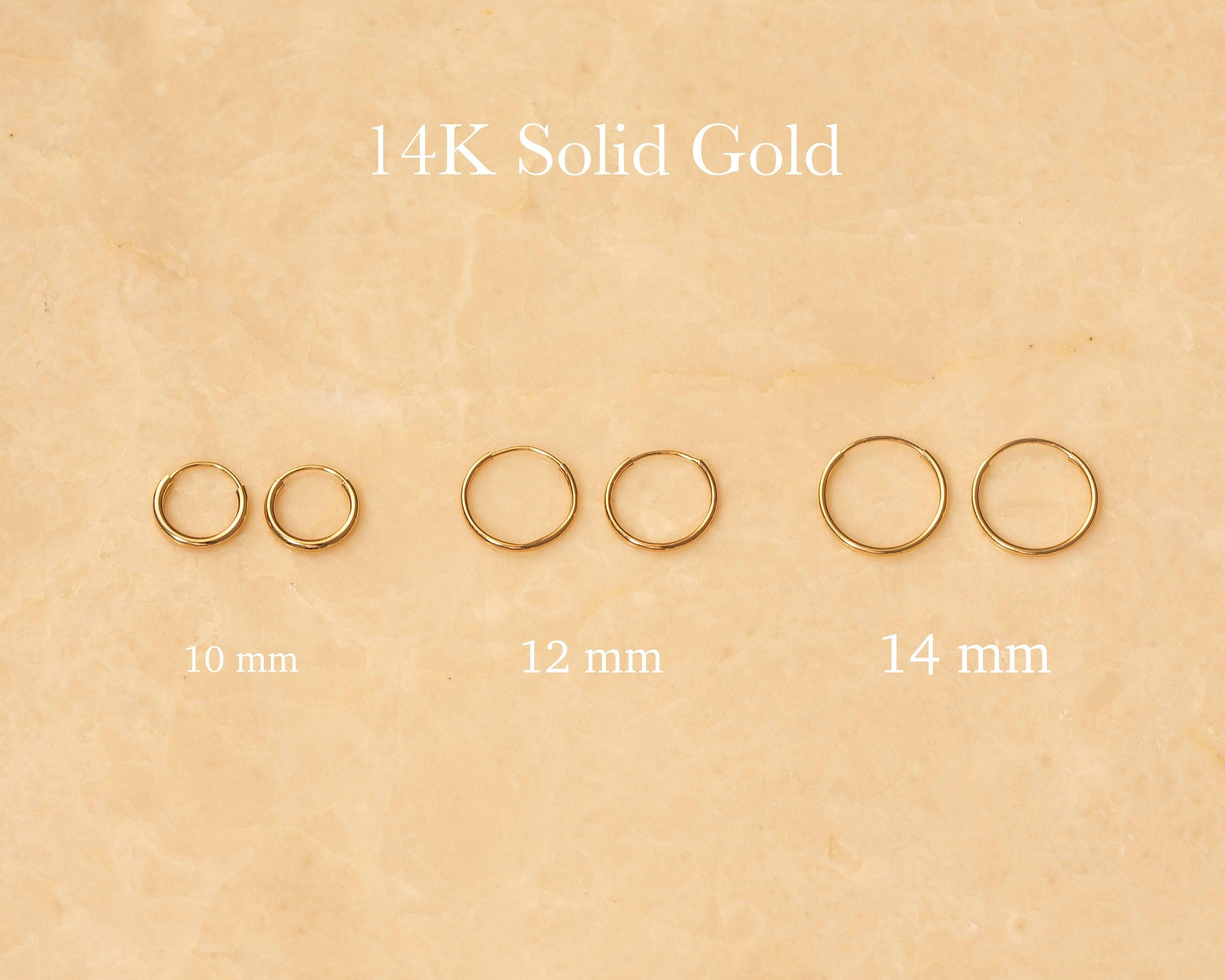 Chic 14K Solid Gold Endless Hoop Earrings - Elegant Tiny Huggie Hoops for Every Occasion.