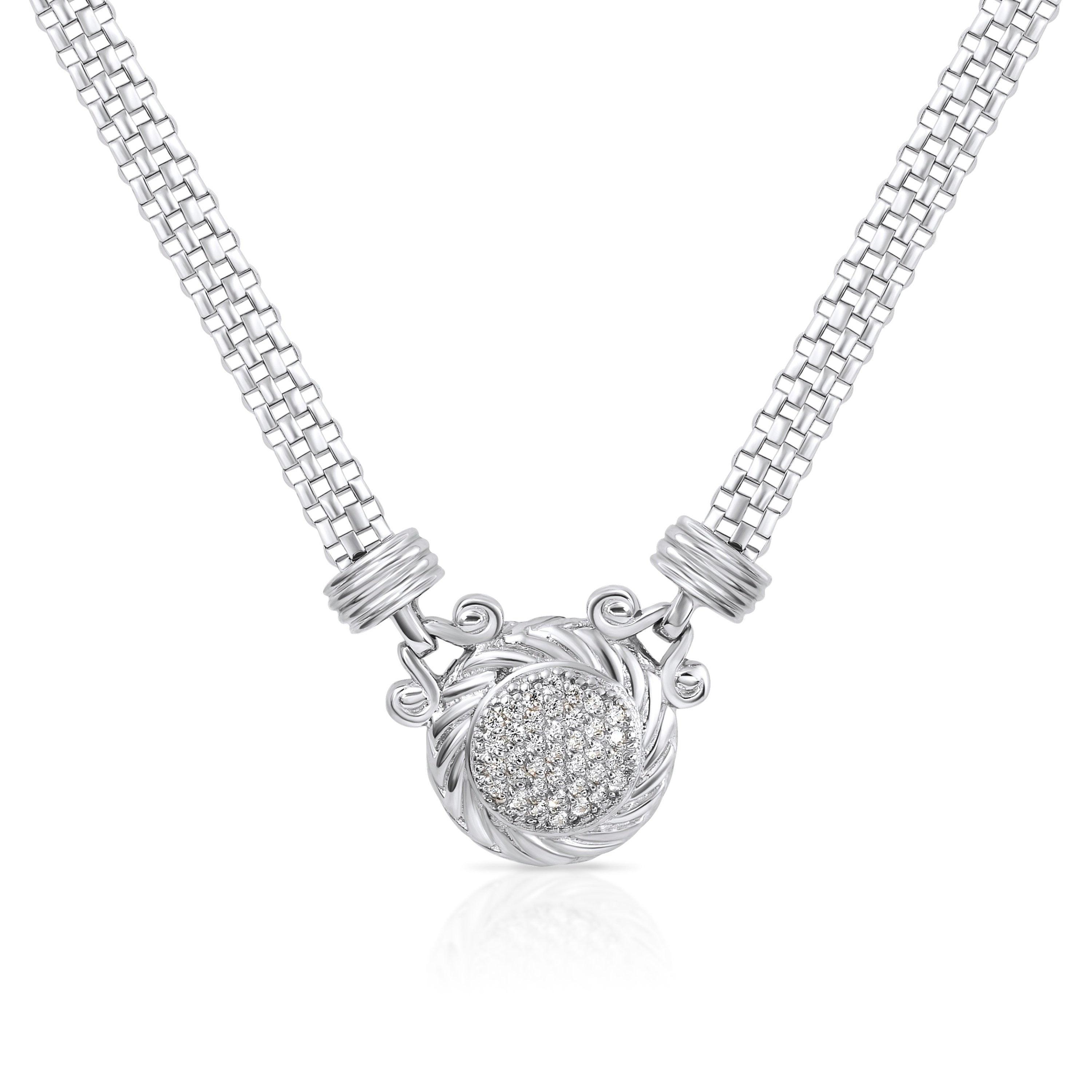 Exquisite 925 Sterling Silver Italian Handmade Round Necklace with Secure Lobster Clasp.