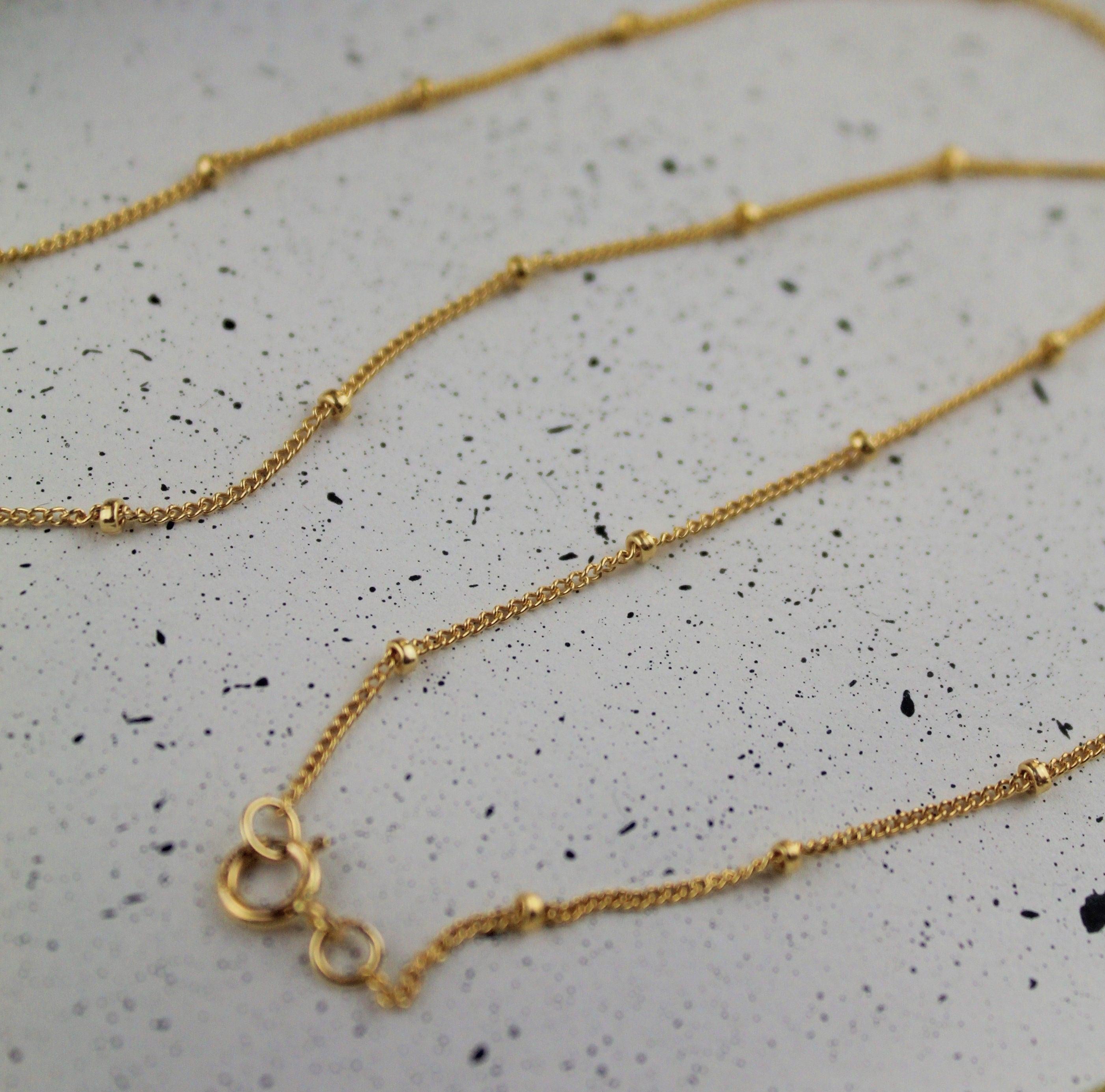 Dainty 14K Gold Satellite Choker Necklace - Perfect Layering Chain for Women.