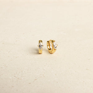 Dainty Huggie Earrings by Caitlyn Minimalist • Marquise Diamond Hoops • Diamond Earrings • Minimalist Earrings • ER120