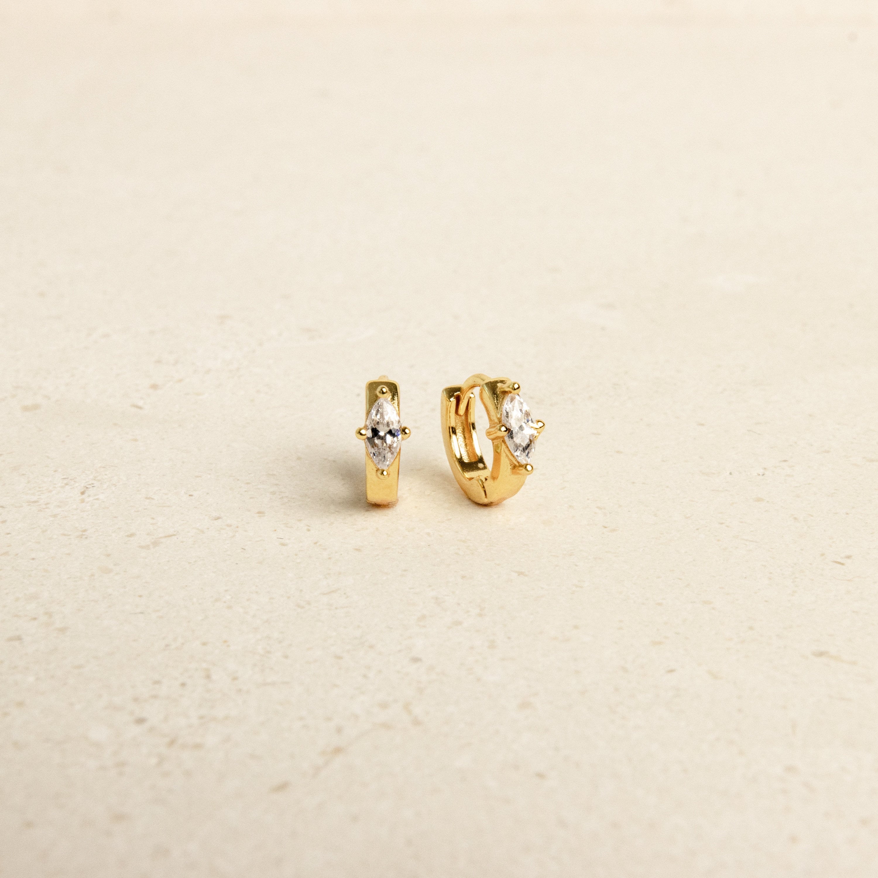 Dainty Huggie Earrings by Caitlyn Minimalist • Marquise Diamond Hoops • Diamond Earrings • Minimalist Earrings • ER120