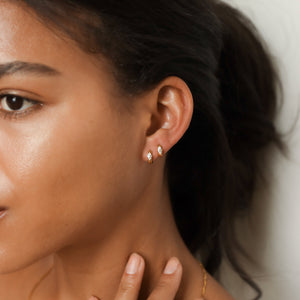Dainty Huggie Earrings by Caitlyn Minimalist • Marquise Diamond Hoops • Diamond Earrings • Minimalist Earrings • ER120