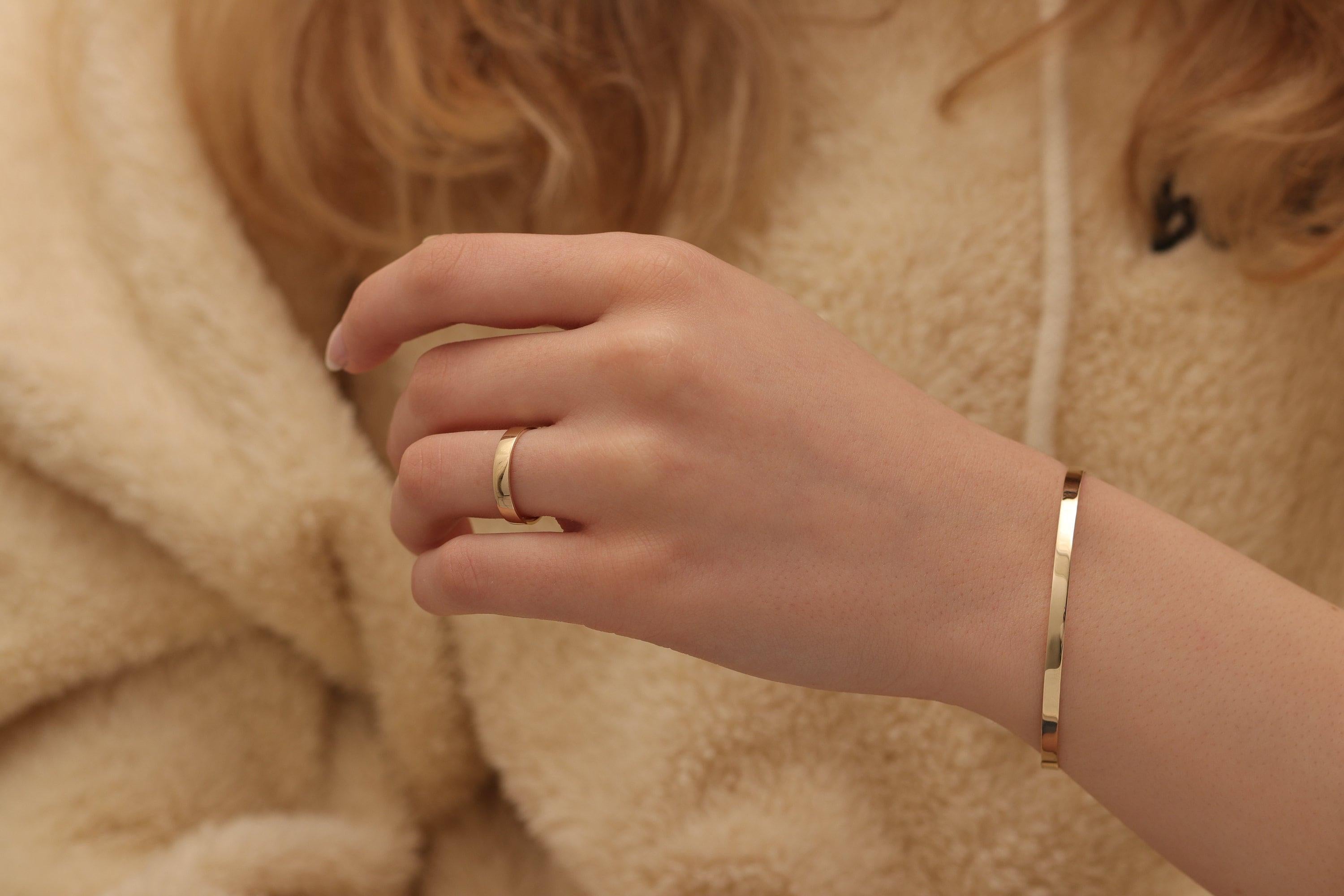 Handcrafted Solid 14K & 18K Gold Bangle Bracelet - Elegant Polished Slip-On Design.