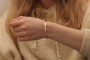 Handcrafted Solid 14K & 18K Gold Bangle Bracelet - Elegant Polished Slip-On Design.