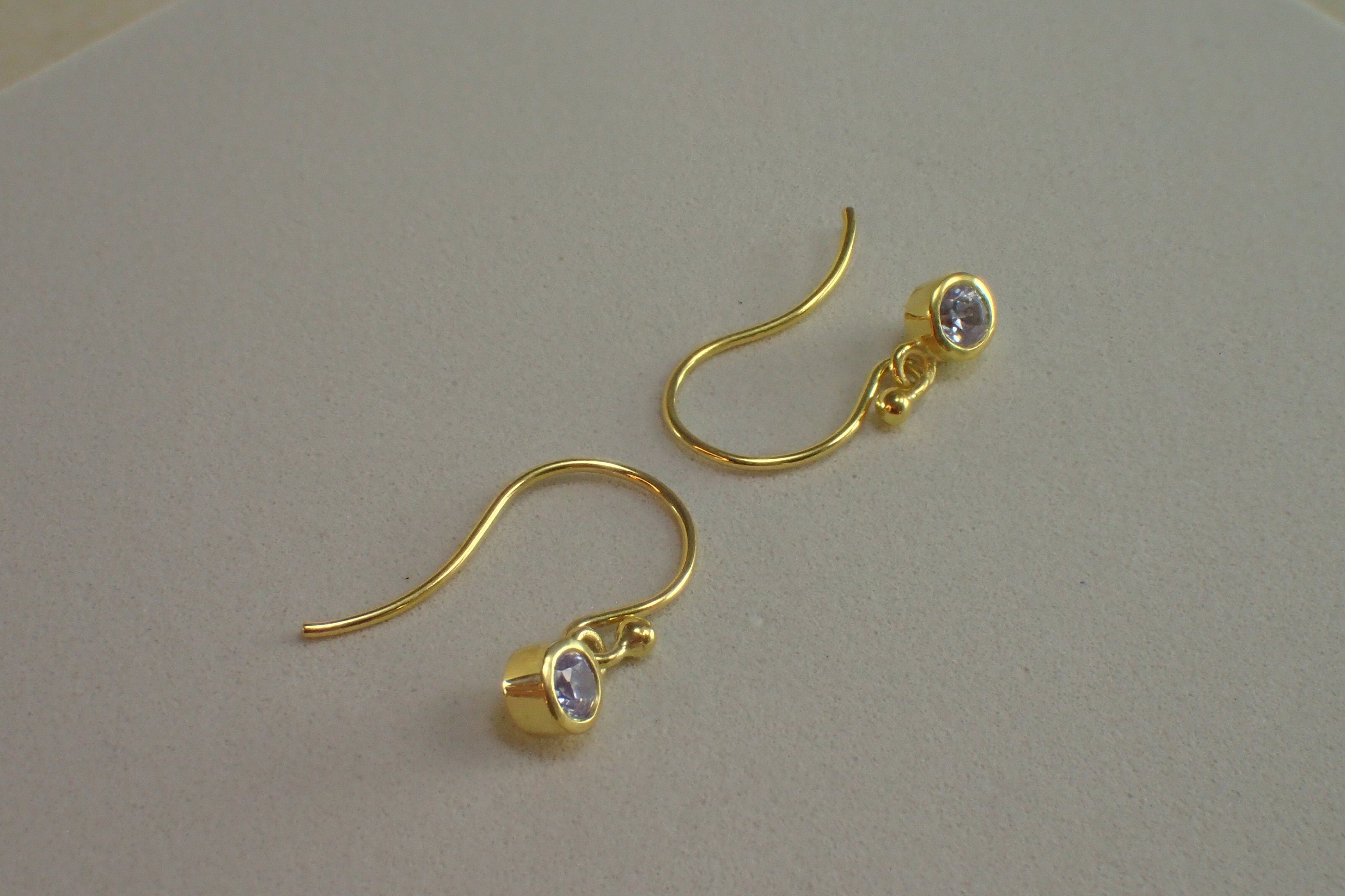 Bezel Set Drop Earrings, Diamond Dangle Earrings, Crystal Drop Earrings, Minimalist Earrings