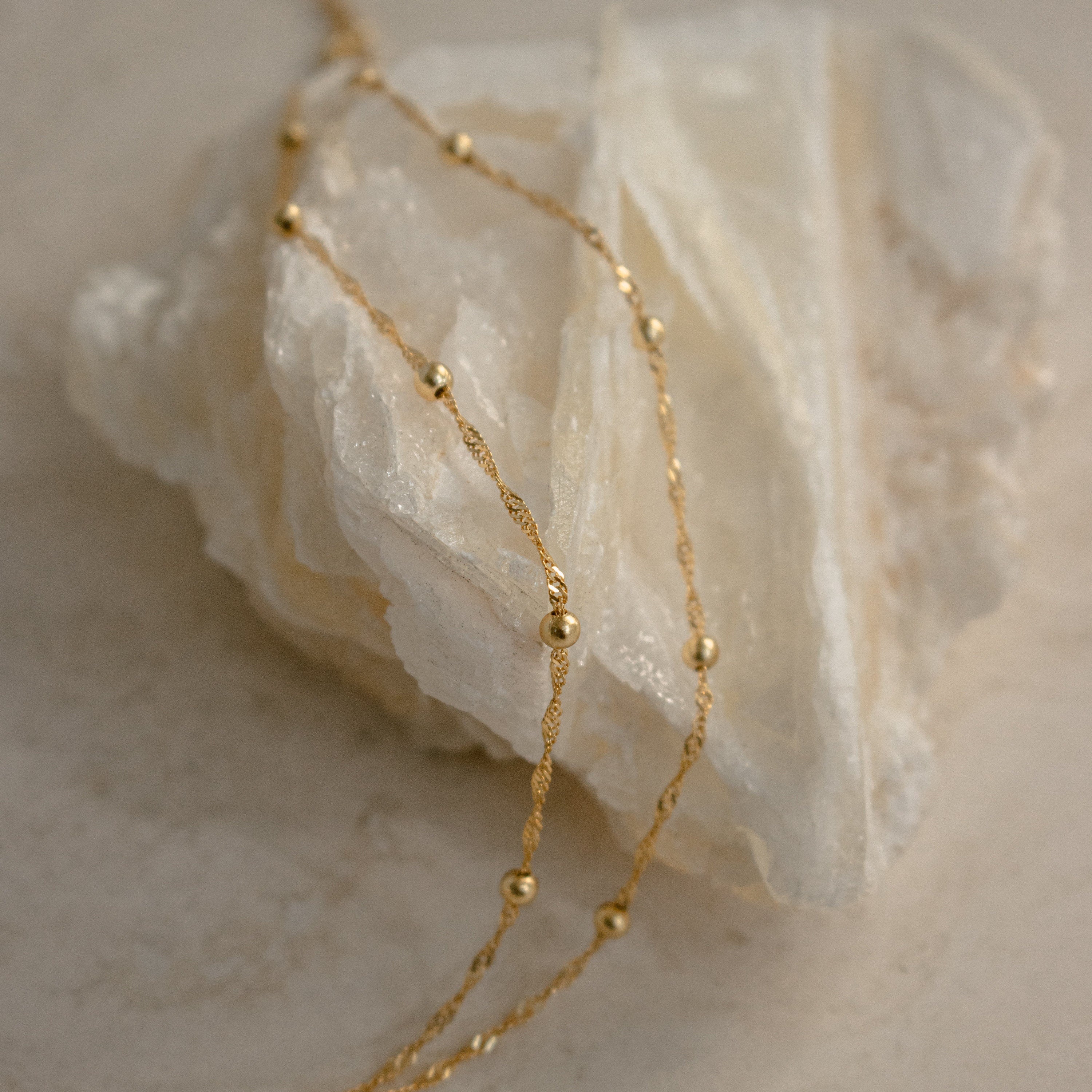 Duo Bead Chain Bracelet by Caitlyn Minimalist • Dainty Gold Bracelet • Fine Beaded Chain Bracelet • Birthday Gifts for Women • BR016