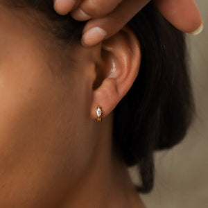 Dainty Huggie Earrings by Caitlyn Minimalist • Marquise Diamond Hoops • Diamond Earrings • Minimalist Earrings • ER120