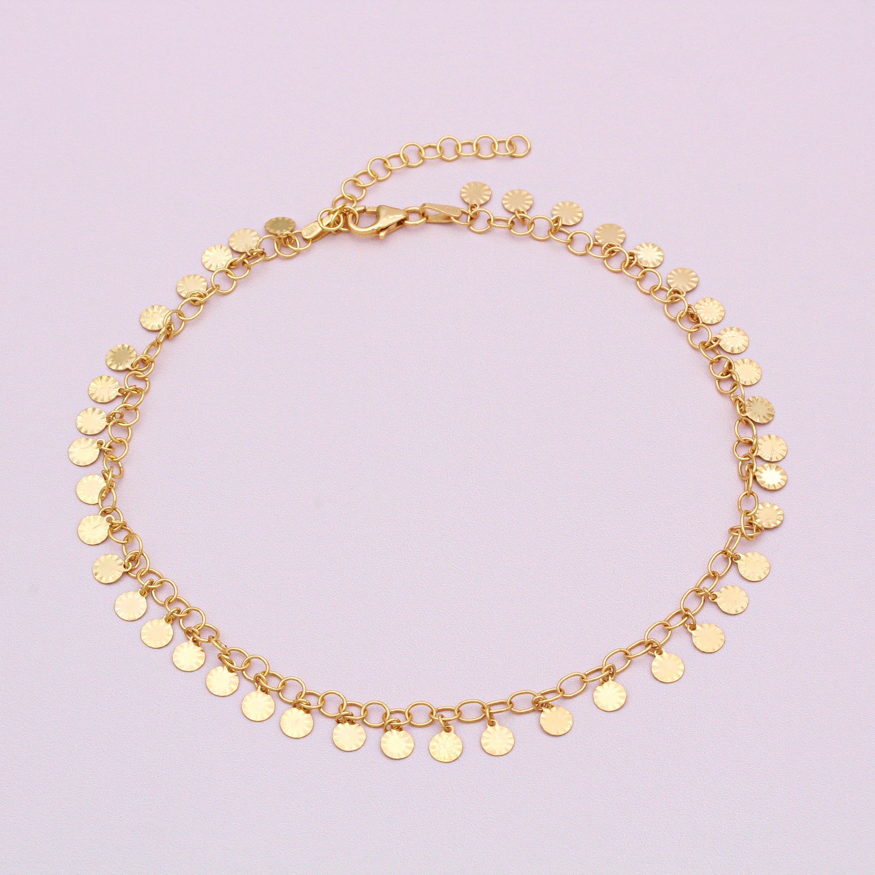 18Ct Gold Vermeil Multi Disc Anklet
