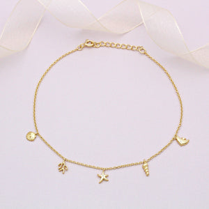 18Ct Gold Vermeil Sea Life Anklet